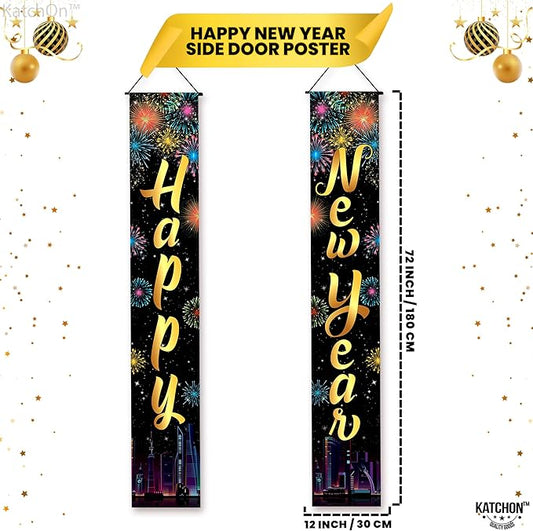 KatchOn, XtraLarge Happy New Year Banner – 72x12 Inch | Happy New Year Door Banner for New Years Decorations 2026 | New Years Eve Party Supplies 2026 | Nye Decorations 2026, Nye Party Supplies