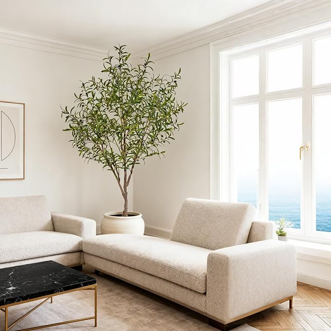 Fake Tree Faux Olive Tree Artificial Olive Trees Artificial Indoor 6.3 Feet Realistic Potted Silk Indoor Large Fruit for Home Offices, Living Rooms, Bedrooms, Stairs and Foyer Decor