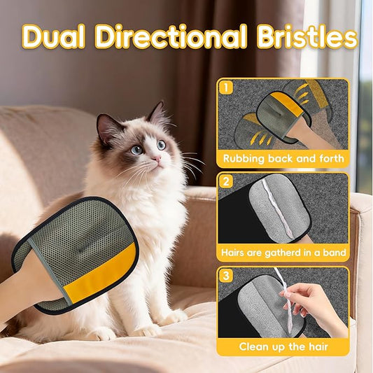 Thickened Ectrostatic Pet Hair Removal Glove, Magic Brush Pet Hair Remover Tool for Cat & Dog, Upgraded Reusable Pet Hair Gloves for Couch, Clothing, Carpet & Car Seat, Cat Grooming Gloves