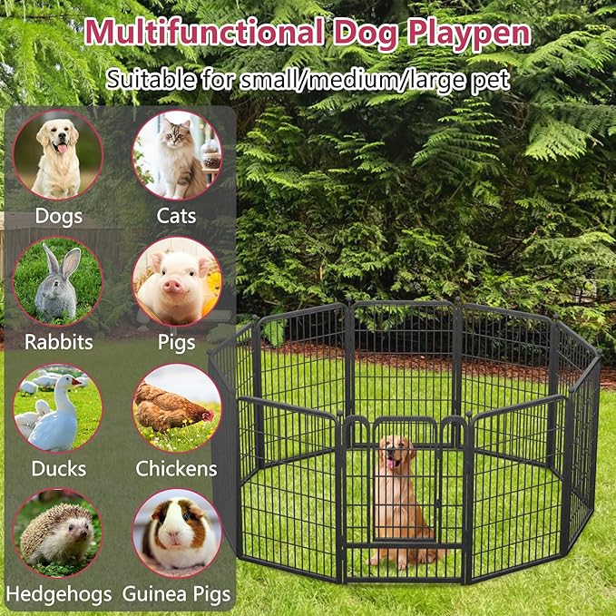 Dog Playpen 40" Height 10 Panels Puppy Playpen Indoor Portable Pet Fence Outdoor for Yard Indoor Dog Pen for Medium/Small Animals, Heavy Duty Pet Pen for RV, Camping, Yard