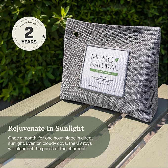 Moso Natural Air Purifying Bag 300g (10.58oz) Premium Bamboo Charcoal Odor Absorber for Home & Pet, Closet Odor Eliminator & Small Room Deodorizer, Charcoal Bags Last 2 Years, Unscented