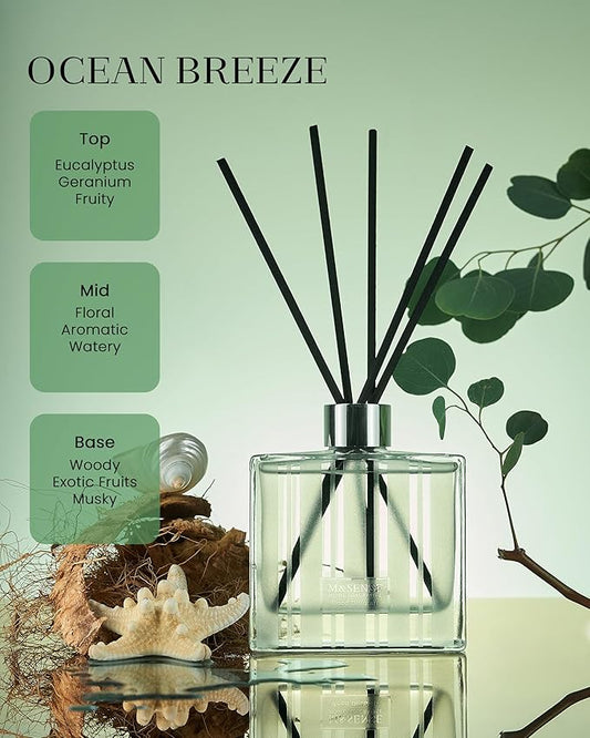 M&SENSE Reed Diffuser Set - 7.04 oz Coconut & Pineapple Scent Diffusers for Home, Oil Fragrance with Sticks, Shelf Air Freshener for Bedroom Bathroom Office