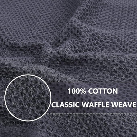 Homaxy 100% Cotton Kitchen Towels and Dishcloths Set, Large 12 x 12 Inches and 20 x 28 Inches, Set of 8 Bulk Kitchen Towels Set, Ultra Soft Absorbent Dish Cloths for Washing Dishes, Dark Grey