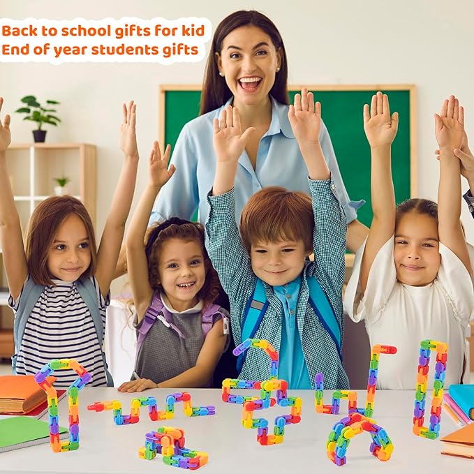 30pcs Rainbow Party Favors , Bulk Wacky Track Fidgets Toys Snap and Click ,Goodie Bag ,Prizes,Back to School Birthday Students Classroom Fidgets Stocking Stuffers Gift for Kid Teen