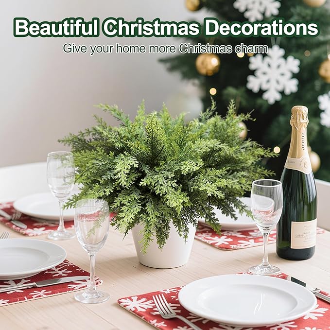 12PCS Cedar Branches for Christmas Decorations, Christmas Artificial Cedar Branches Decor Indoor