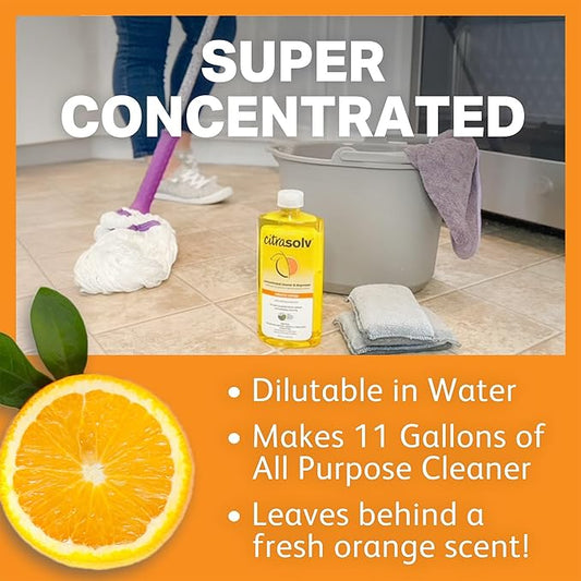 Citra Solv - Concentrated Household Cleaner & Degreaser - Valencia Orange Scent - 16 Fl Oz, Natural Ingredients, Non-Toxic, Biodegradable, 2 Pack