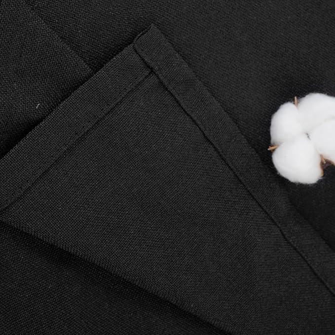 YoungsTex Black Linen Curtains 90 Inch Length for Living Room, Light Filtering Semi Sheer Window Drapes with Bronze Grommet Privacy Decorative for Bedroom Farmhouse, 52 x 90 Inch, 2 Panels