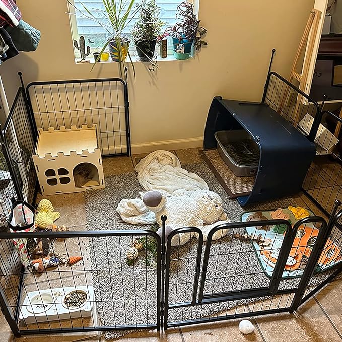 Dog Playpen,Portable Outdoor Dog Fence, Dog Playpen for Large/Medium/Small Dogs, Dog Fences for The Yard,with Doors Foldable Metal (24 inch, 24 Panels)
