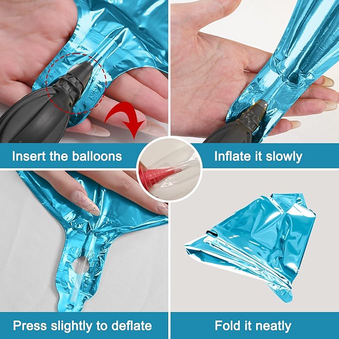 12Pcs Light Blue Round Foil Balloons, 22" 15" 10" 4D Helium Ball Balloon, Metallic Pearl Blue Foil Balloon for Birthday Graduation Wedding Anniversary New Year Eve Disco Prom Party Decorations