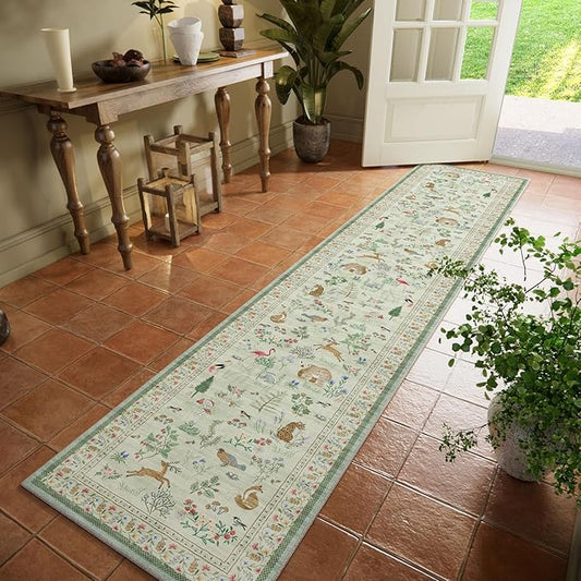Machine Washable Kitchen Runner Rug: 2'x10' Hallway Runner Non Slip Low Pile Stain Resistant Soft Carpet Runners Rug for Entryway Hallway Kitchen Laundry Room Beside Farmhouse