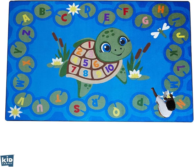 Turtle Pond Circle Time Rug 7'6"x 12' Rectangle, Educational Classroom Rug, Kids Learning Play Mat | Area Rug for Bedroom or Playroom