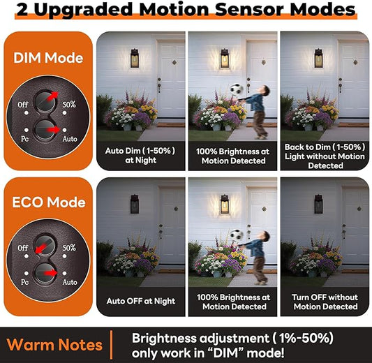 11.6" Motion Sensor Outdoor Wall Lights, Waterproof Exterior Lighting Fixtures with Water-Rippled Glass, Brown Modern Outside Wall Sconce Lanterns for House, Porch, Garage, Patio, Bulbs Not Included