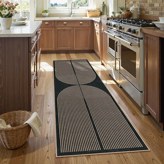 Lahome Modern Rainbow Hallway Runner Rug, 2x6 Washable Easy Jute Rugs for Entryway Kitchen Farmhouse Indoor Outdoor Carpet, Non Slip Runner for Porch Bedroom Laundry Front Door