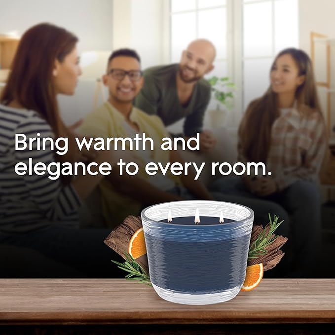 Glade 3-Wick Scented Candle Jar, Smooth Bourbon & Oak, Air Freshener Infused with Essential Oils, 6.8 Oz, 3 Count