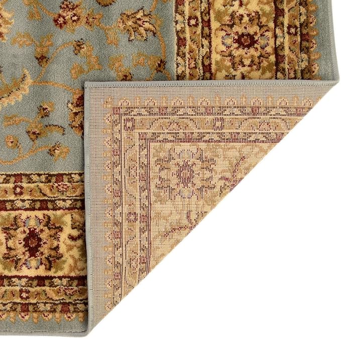 Rugs.com Aditi Collection Rug – 4' Square Light Blue Low Rug Perfect for Living Rooms, Kitchens, Entryways