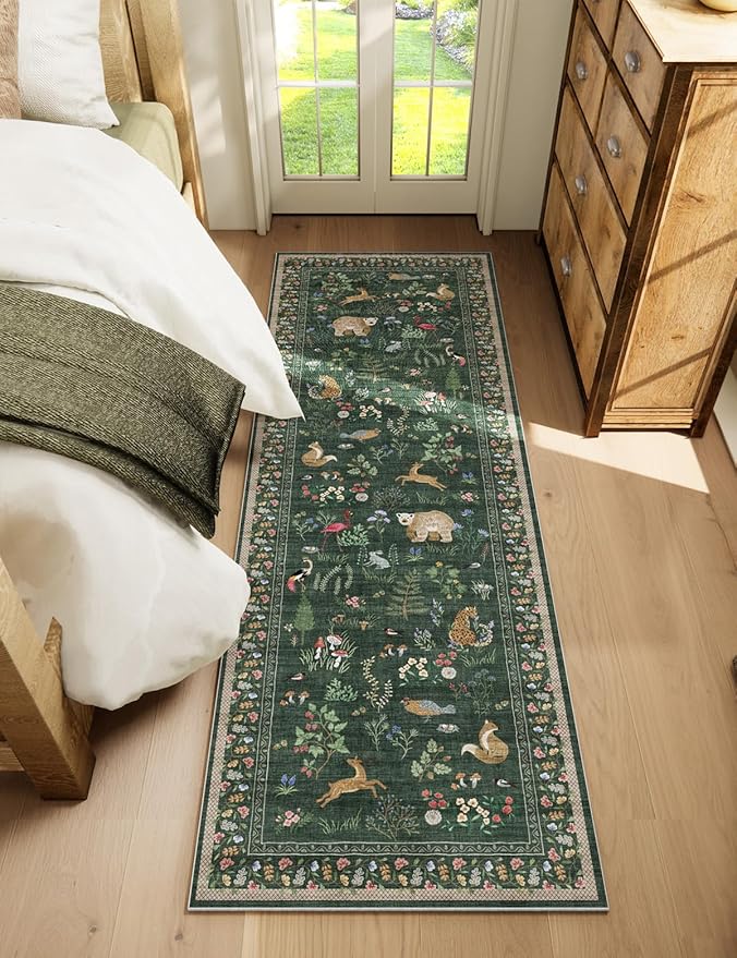 Washable Kitchen Rug Runners for Hallways: 2'x6' Bedroom Runner Rug Non Slip Low-Pile Stain Resistant Carpet Runner for Indoor Entryway Hallways Kitchen Laundry Room Beside Farmhouse