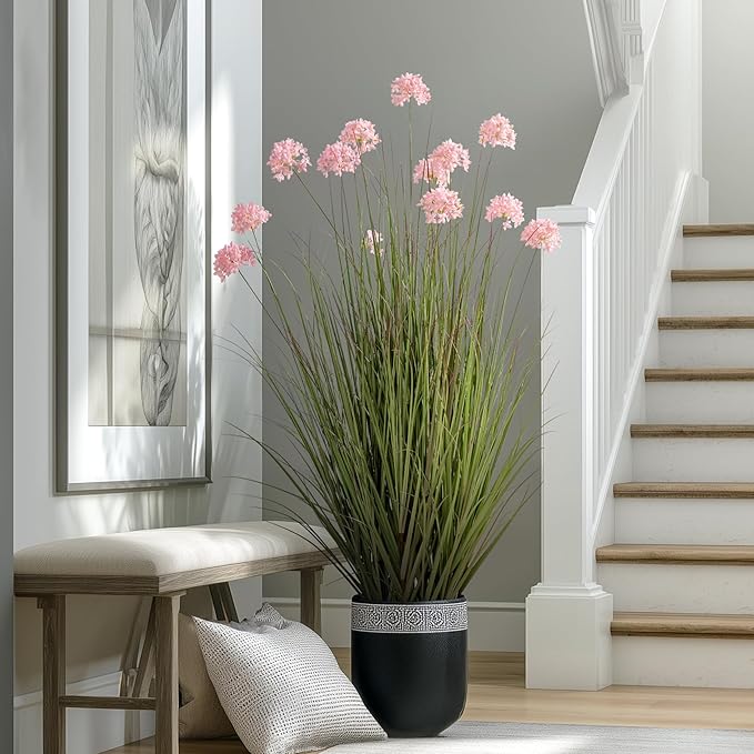 48in Lifelike Artificial Tall Grass Plant with 12 Lifelike Dandelion Flower and Non-Toxic,odorless Fake Tall Frass Plant Fake Plants for Indoor Decoration,Home Decor