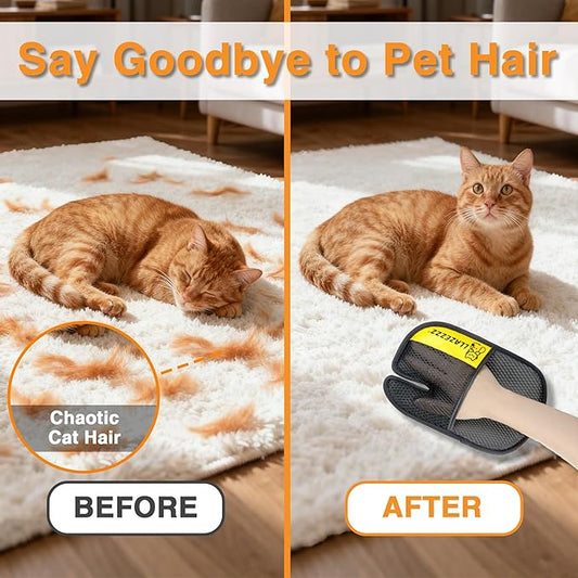 4 PCS Pet Hair Removal Glove for Dogs & Cats, Five-Finger Electrostatic Reusable Pet Hair Glove, Magic Brush Pet Hair Remover Tool for Clothing, Couch, Carpet, Car Seat
