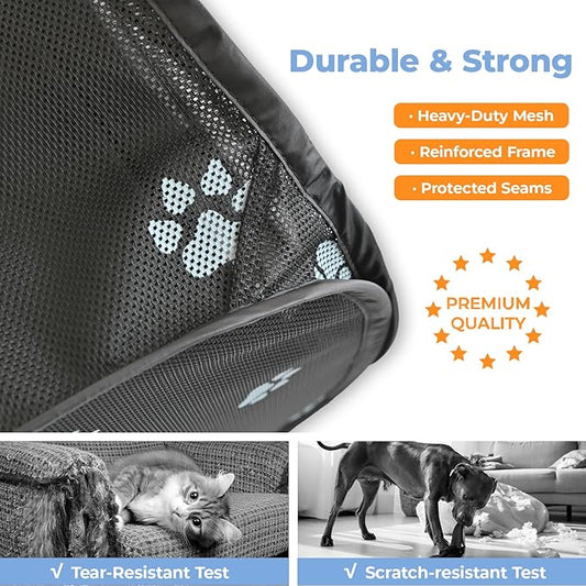 2-in-1 Dog Playpen 73.5''Pop Up Cat Pet Playpen, Assembly-Free Indoor Outdoor Kitten Enclosure, Breathable Cat Cage Portable Puppy Tent Crates Kennel for Small Animals(No Divider, Unified Space)