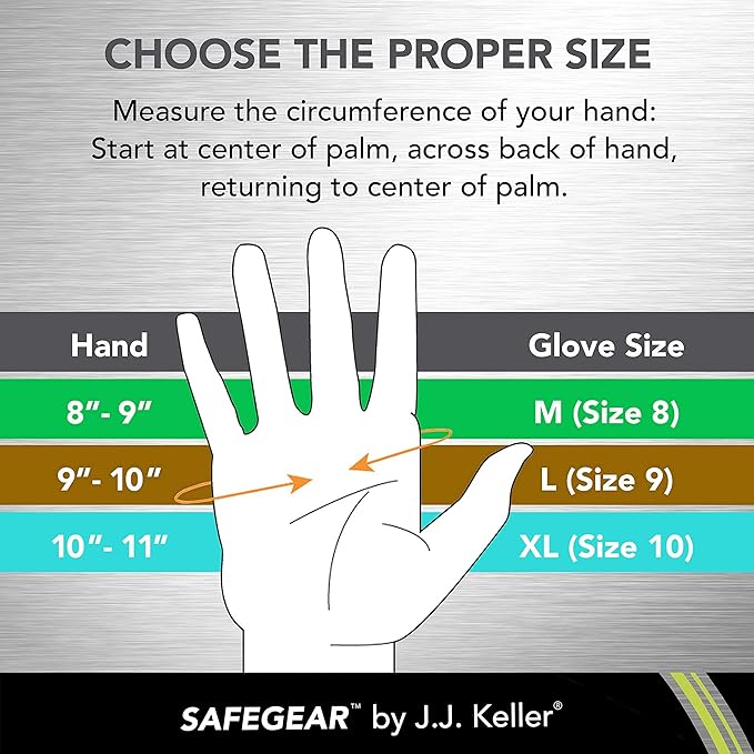 J. J. Keller & Associates, Inc. SAFEGEAR PVC Vinyl Work Gloves, 3 Pairs - EN388 Cut-Resistant Orange Textured Gloves