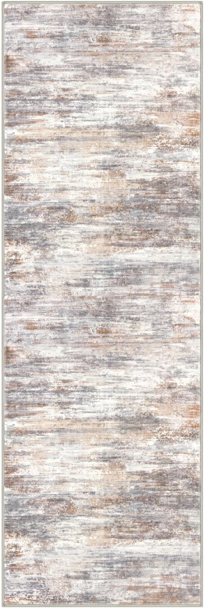 KOZYFLY 3x8 Ft Rug Modern Ombre Runner Rug for Hallway, Washable Kitchen Rugs Non-Slip Soft Striped Entryway Rug, Print Multi Grey Abstract Carpet for Laundry Nursery