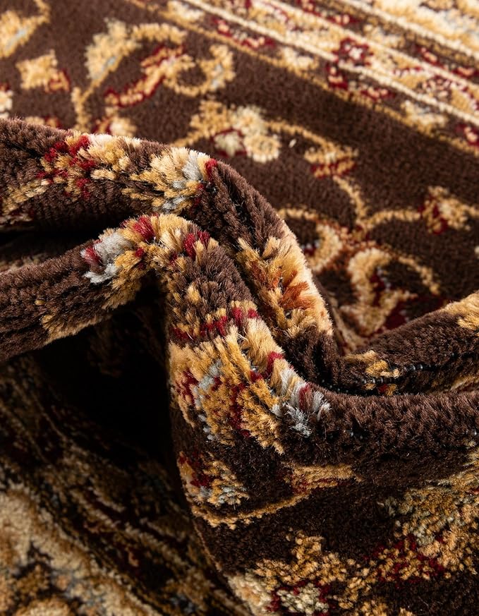 Rugs.com Aditi Collection Rug – 3 Ft Square Brown Medium-Pile Rug Perfect for Living Rooms, Kitchens, Entryways