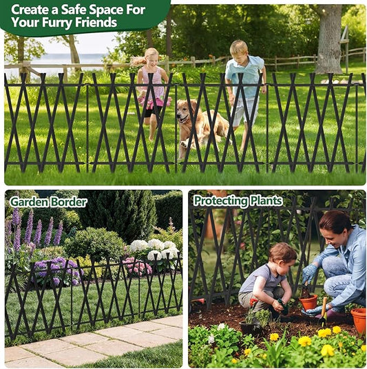Metal Decorative Garden Fence 24" H x 24" W (5 Panels, 10 Ft Total) Rustproof Animal Barrier No Dig Decorative Fencing for Dogs,Pet, Yard,& Patio, Landscape, Border,Easy Installation