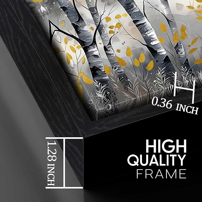 Large Black and White Birch Tree Landscape Canvas Wall Art With Black Wood Frames for Living Room Bedroom Home Office Modern Canvas Prints Framed Wall Art Size 30x60