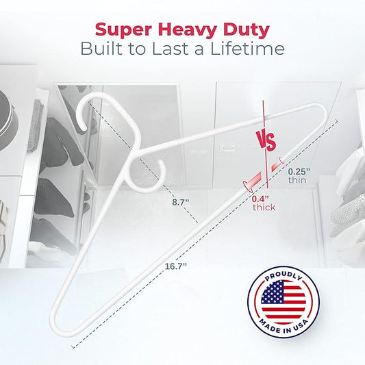 Neaties Heavy Duty Clothes Hangers 100+ Pack (324 Count) – Made in The USA – 8lb Capacity Plastic Hangers for Adult Clothing – Durable for Pants, Coats, Jackets, or Jeans – White & Peach