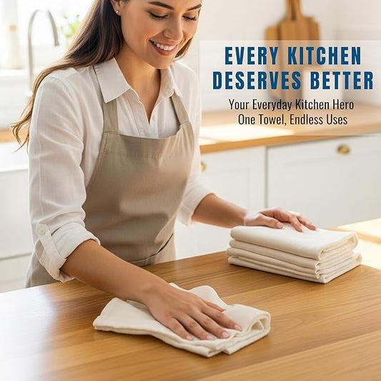 WHITEWRAP Flour Sack Towels| Tea Towel for Crafts| Kitchen Dish Cotton Blank Towel for Embroidery| Baking Bread Proofing Linen Cover| Thick Absorbent Quick Dry|12 Pack 18"x28" Natural