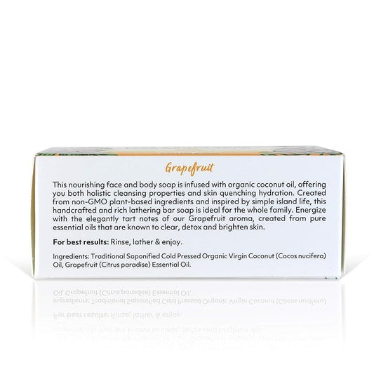 Coco Fiji Soap Bar for Face and Body Infused With Organic Coconut Oil, Grapefruit, Essential Oil, Natural Soap for Moisturizing & Pore Purifying Skin, 7 oz,Pack of 3