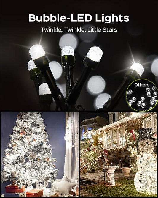 JACKYLED Outdoor String Lights Waterproof, 178FT 500 LED Plug in Christmas Light with 8 Modes, Fairy String Lights for Xmas Tree Halloween Holiday Party Garden Yard House Decoration, Cool White