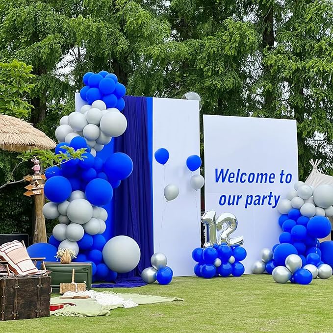 154pcs Royal Blue Balloons Garland Arch Kit In Different Sizes 5/10/12/18 Inch Royal Blue Balloons for Birthday Party Decorations Wedding Graduation Baby Shower Gender Reveal