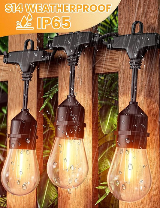 Svater Outdoor String Lights 150FT, E26 Socket, 48pcs S14 Shatterpoof Bulbs, 1 Watt Dimmable 2700K Warm White, IP65 Waterproof Commercial Grade Patio Lights(3 Pack X 50FT)
