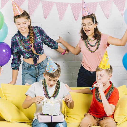 120 PCS Mardi Gras Beads Necklaces, Gold Green Purple Metallic Bead Necklaces 33” Mardi Gras Beads Necklaces Accessories Bulk Party Beads Necklaces for Mardi Gras Party, Throw Beads Party Favors