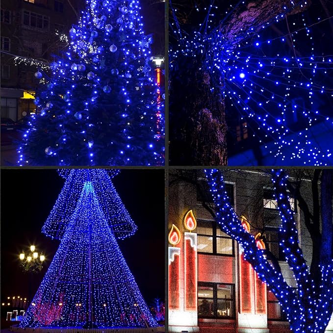 100Count (2pk of 50L) String Lights, LED Christmas Lights, 6" SPACING,Green Wire,Blue