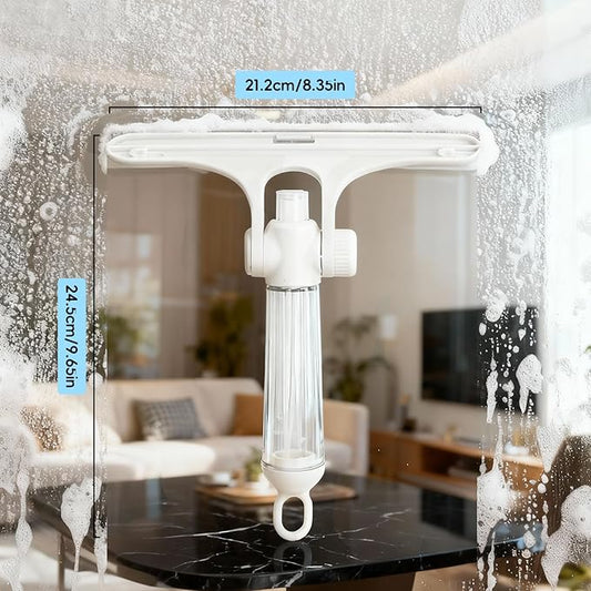 8.27" Wide Spray Squeegee, All-Purpose Shower Squeegee with Sprayer for Glass Doors, Squeegee for Shower Glass with Hook, Window Squeegee with Sprayer for Home (White)