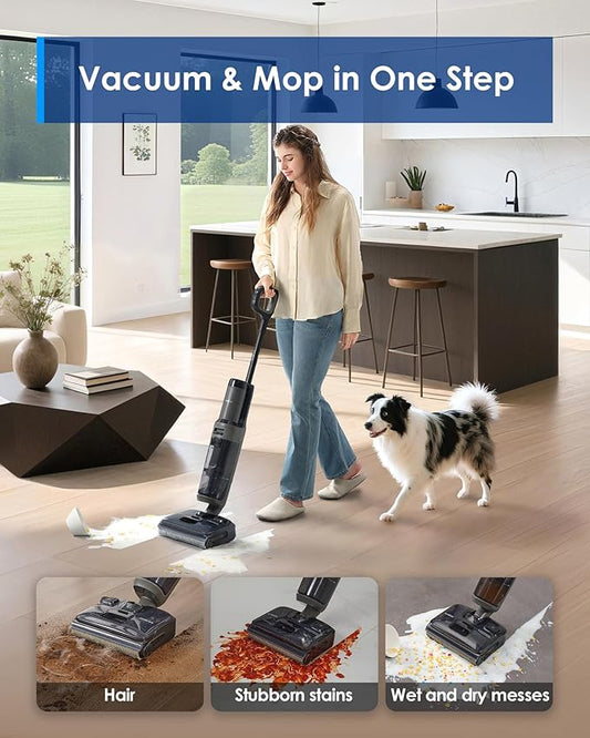 Tineco Floor ONE i6 Stretch Wet Dry Vacuum Cleaner, Vacuum & Mop All in One, 20kpa Powerful Suction, Up to 40 Minutes Runtime, 180° Lay-Flat, Anti-Tangle Design, Full-Path Self-Cleaning&185℉ Flashdry