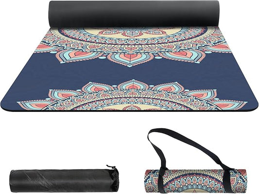 nuveti Yoga Mat Print Extra Thick TPE Non Slip Fitness Exercise Mat with Carrying Bag,72"x24" Extra Thick 6MM Exercise & Workout Mat for Yoga, Pilates Fitness and Floor Exercises