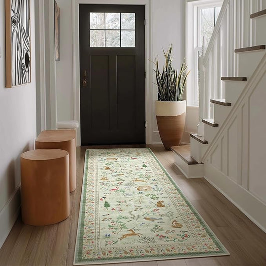 Machine Washable Kitchen Runner Rug: 2'x6' Hallway Rug Non Slip Low Pile Stain Resistant Soft Carpet Runners for Entryway Hallways Kitchen Laundry Room Beside Bedroom Farmhouse