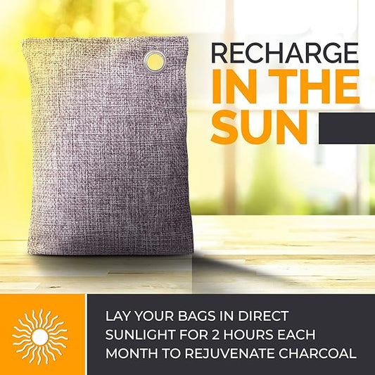 Activated Charcoal Odor Absorber for Strong Odors in Car, Closet, Shoe, Basement. 10 Activated Charcoal Bags Odor Absorbers for Home. Bamboo Charcoals Air Purifying Bag Charcoals Deodorizer Eliminator