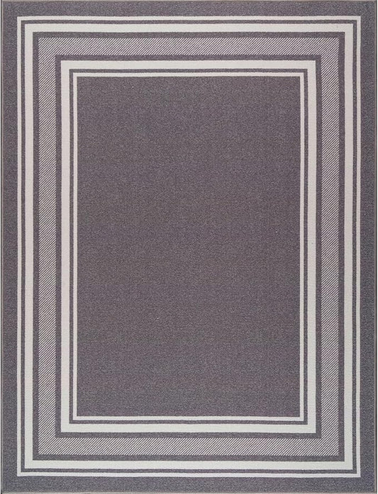 Beverly Rug Non Slip Area Rugs 5x7 Modern Bordered Non Skid Rubber Backing Soft Area Rug for Living Dining Room Easy to Clean Non Shedding Kitchen Bedroom Indoor Carpet 5 x 7 Gray