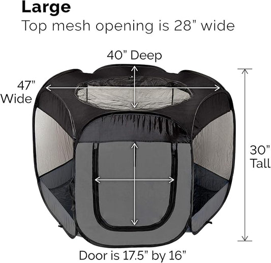 Furhaven Portable Dog Playpen Cat Tent, Pet playground,Kennel foldable indoor outdoor zippered puppy crate - Gray, Large