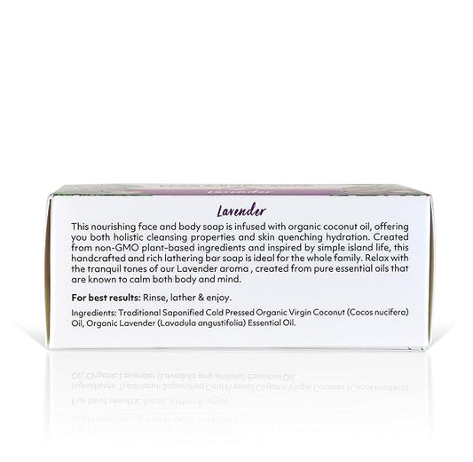 "Coco Fiji Soap Bar for Face and Body Infused With Organic Coconut Oil, Lavender Essential Oil, Natural Soap for Moisturizing & Pore Purifying Skin, 7 oz, Pack Of 2 "