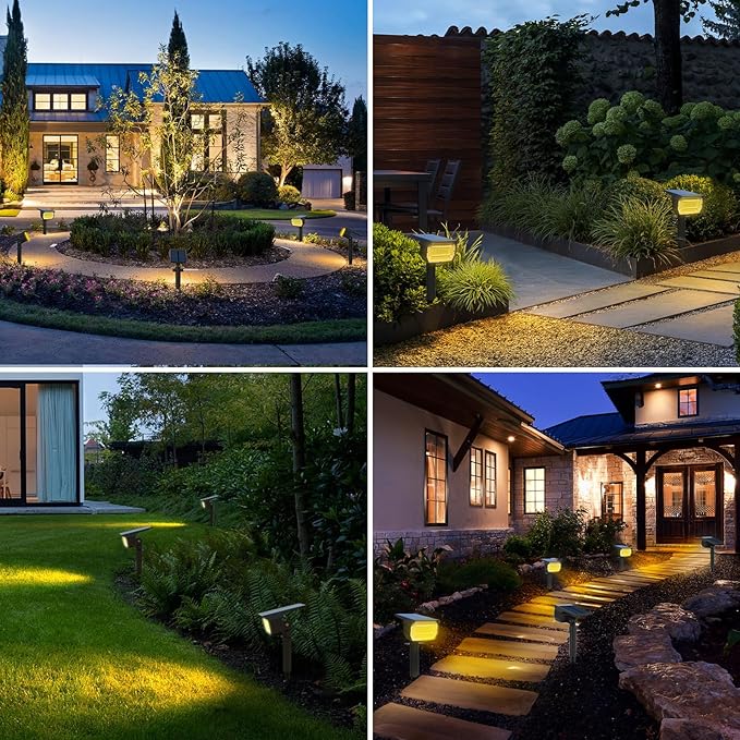 nipify 6 Pack Solar Lights Outdoor Waterproof, Motion Sensor Spot Lights 3 Modes Solar Powered Spotlights 2-in-1 Auto On/Off Landscape Lighting for Outside Yard Wall Garden, Warm White