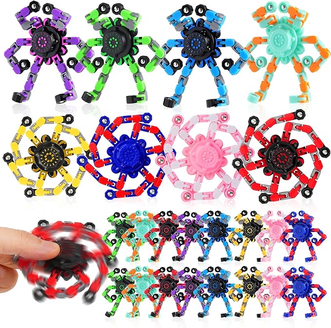 24PCS Transformable Fidget Spinners,Valentines Day Gifts for Kids, Valentines Fidget Party Favors,Sensory Bulk Robot Fidget Stress Relief Toys for Kids Boys Girls 8-12,Valentine's Fidget Toys for Kids