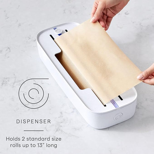 YouCopia StoraRoll Wrap Dispenser 2-in-1, Drawer Organizer for Foil, Plastic Wrap, Parchment and Wax Paper with Safety Cutters and Labels for Kitchen Organization
