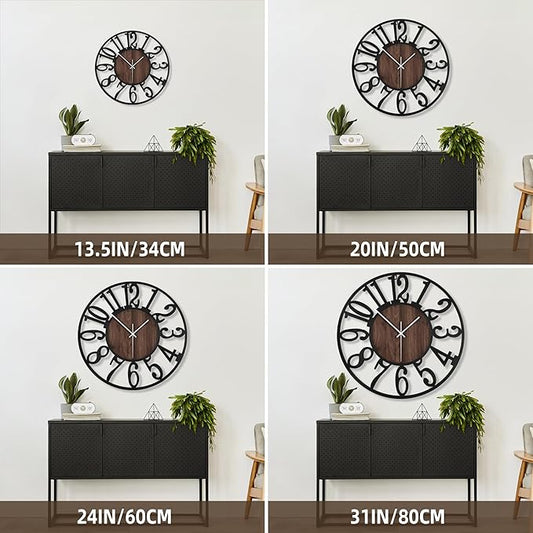 Large Wall Clock for Living Room Decor, 14 Inch Non Ticking Silent, Battery Operated Modern Vintage Oversized Wall Clock for Bedroom Kitchen