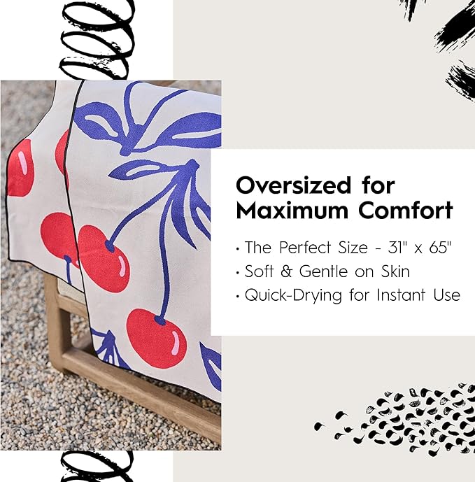 GEOMETRY Micro-Loop Beach Towel – Spring & Summer Collection – Quick-Dry, Sand-Resistant, Ultra-Absorbent Compact Towel for Beach & Travel (Wind Down)