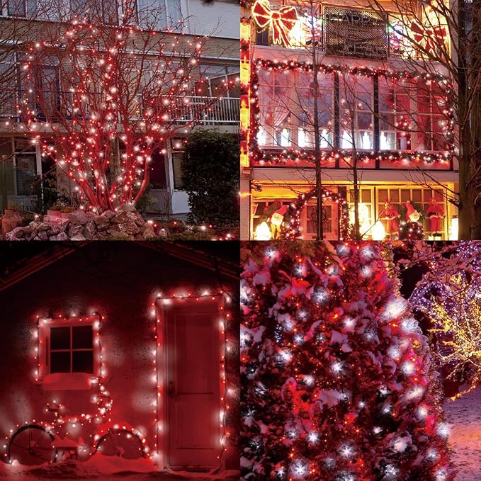 1200LED (24pk of 50L) String Lights, LED Christmas Lights, 6" SPACING,Green Wire, Red and White